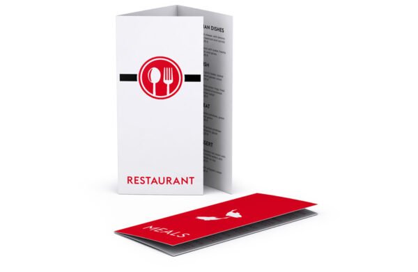 Cartes de menus et de boissons à pliage roulé