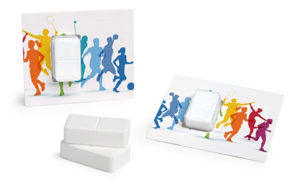 Pastilles de dextrose sur cartes publicitaires