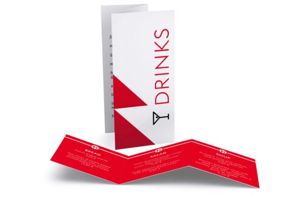 Cartes de menus et de boissons à pliage accordéon