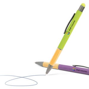 Stylos à bille coloré avec zone de préhension en bambou