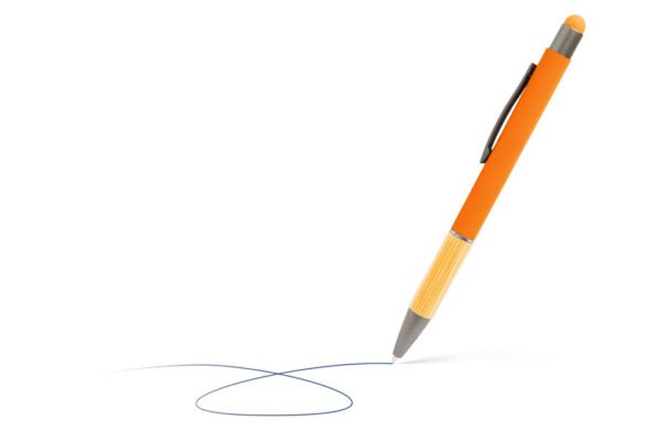 Échantillon stylo à bille coloré avec zone de préhension en bambou