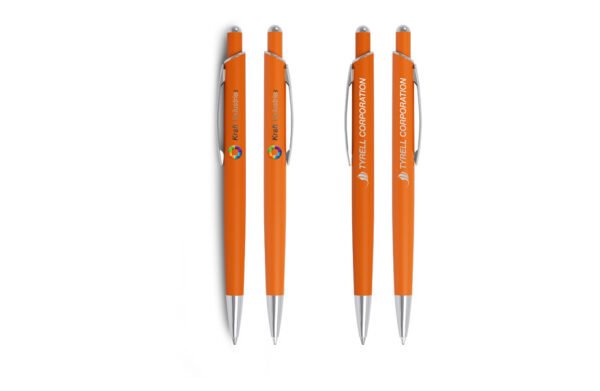 Stylos à bille en métal avec Soft Touch, bouton-poussoir et agrafe chromée