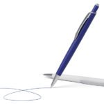 Échantillon de stylo à bille en métal avec Soft Touch, bouton-poussoir et agrafe chromée