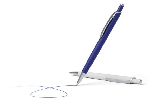 Échantillon de stylo à bille en métal avec Soft Touch, bouton-poussoir et agrafe chromée