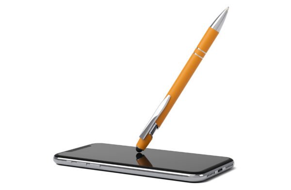 Stylos à bille en métal avec Soft Touch, fonction stylet et notes chromées