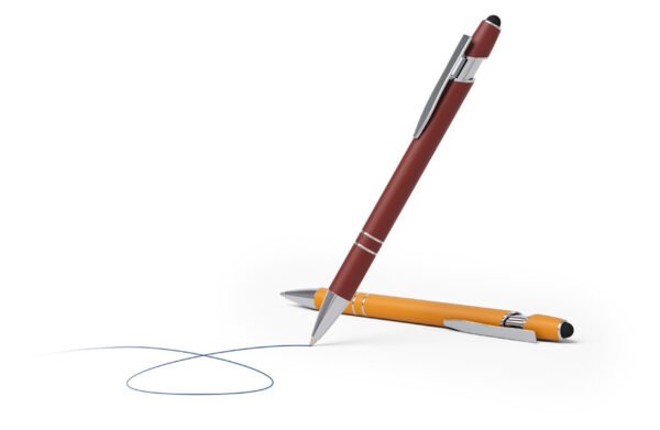 Échantillons de stylos à bille en métal avec Soft Touch, fonction stylet et notes chromées