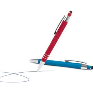Échantillons de stylos à bille en métal avec Soft Touch, fonction stylet et 3 anneaux