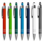 Échantillons de stylos à bille en métal avec Soft Touch, fonction stylet et 3 anneaux