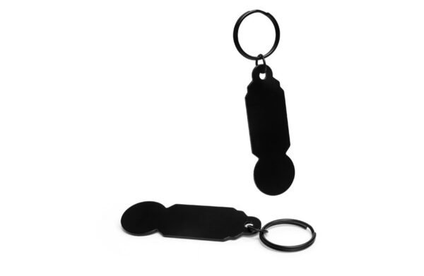 Échantillon de jeton de caddie en acier inoxydable, noir