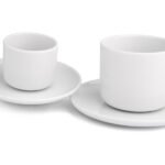 Échantillon de tasse sans anse avec soucoupe