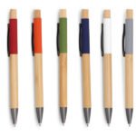 Échantillon de stylo à bille en bambou, coloré avec éléments en aluminium