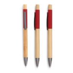 Échantillon de stylo à bille en bambou, coloré avec éléments en aluminium