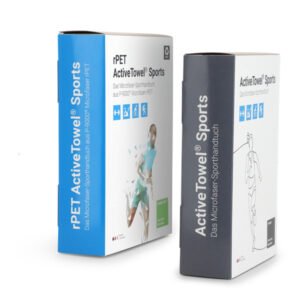 Serviettes de sport en microfibre rPET ActiveTowel® Sports dans une boîte pliante