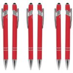 Échantillon de stylo à bille en aluminium recyclé avec Soft Touch, pointe stylet et détails chromés