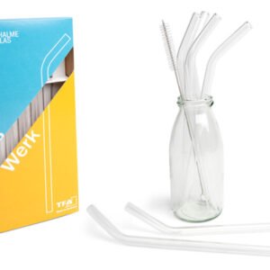 Échantillon de pailles en verre, coudées