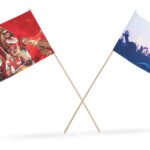 Drapeaux en papier avec mât en bois