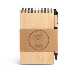 Blocs-notes avec couverture en bambou et stylo à bille