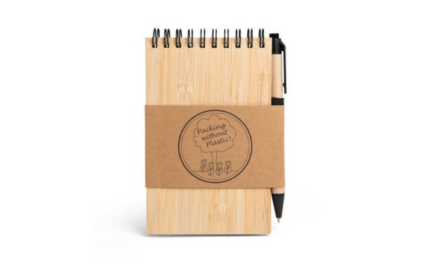 Blocs-notes avec couverture en bambou et stylo à bille