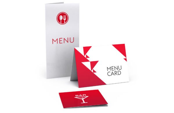 Cartes de menus et de boissons à 1 pli
