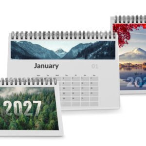 Calendriers de table avec reliure à spirale et support pliable