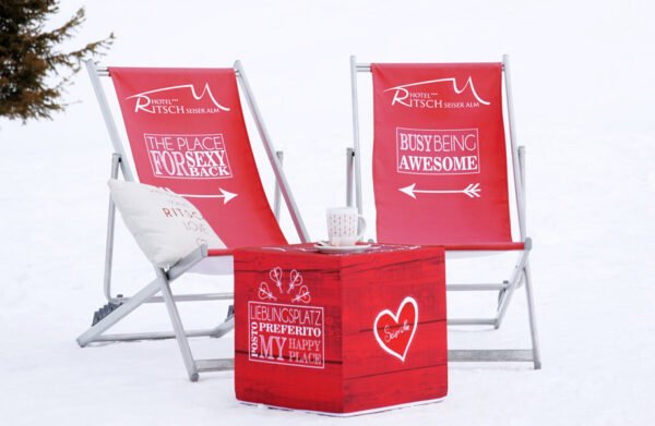 Chaises longues en aluminium, structure avec impression