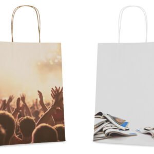 Sacs en papier basiques avec cordon en papier, surface entièrement imprimable