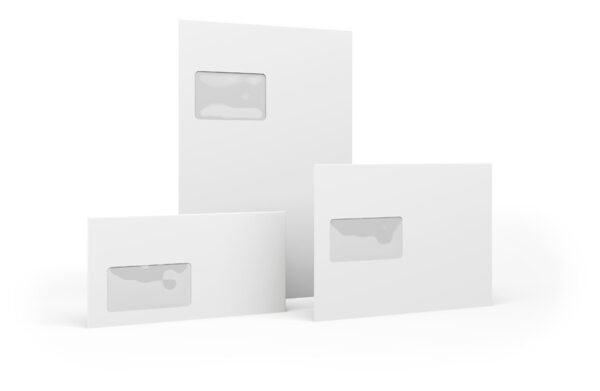 Enveloppes vierges autocollantes avec fenêtre à gauche