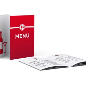 Menus avec reliure par agrafage, petit tirage