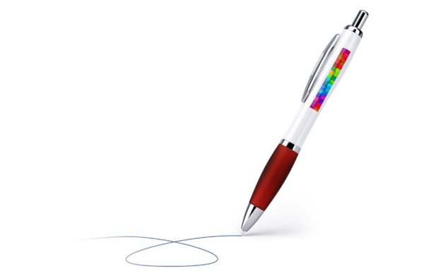 Stylos à bille colorés, blanc avec impression photo