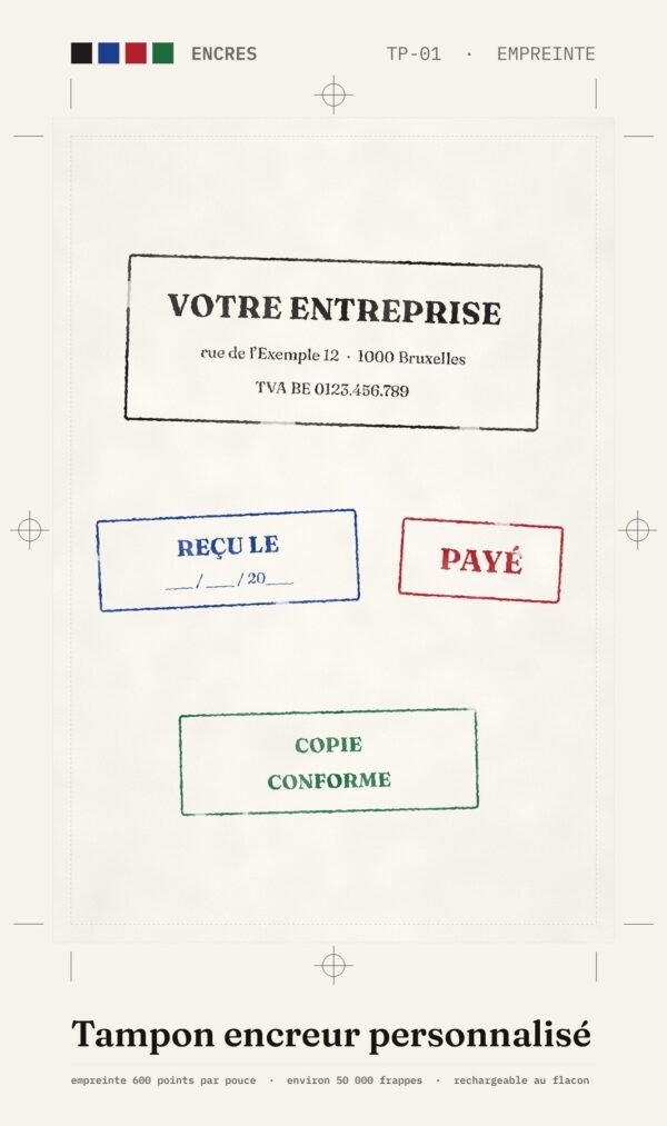 Tampon encreur Brother personnalisé — onze formats, quatre encres