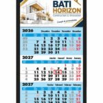 Calendrier 3 mois 2027 à en-tête personnalisé