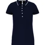Polo maille piquée manches courtes femme