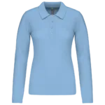 Polo piqué manches longues femme