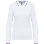 Polo maille piquée manches longues femme