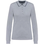 Polo maille piquée manches longues femme