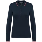 Polo maille piquée manches longues femme