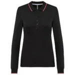 Polo maille piquée manches longues femme