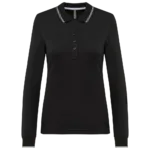 Polo maille piquée manches longues femme