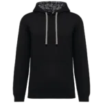 Sweat-shirt à capuche contrastée à motifs unisexe