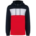 Sweat-shirt tricolore à capuche unisexe