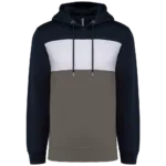 Sweat-shirt tricolore à capuche unisexe