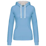 Sweat-shirt capuche contrastée femme