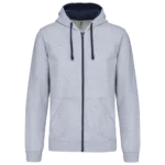 Sweat-shirt zippé capuche contrastée