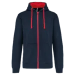 Sweat-shirt zippé capuche contrastée