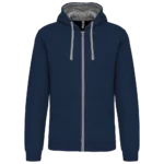 Sweat-shirt zippé capuche contrastée