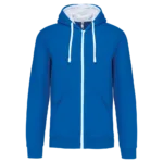 Sweat-shirt zippé capuche contrastée
