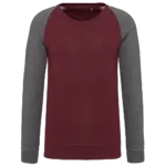 Sweat-shirt French Terry Bio bicolore col rond manches raglan homme