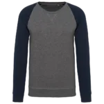 Sweat-shirt French Terry Bio bicolore col rond manches raglan homme