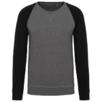 Sweat-shirt French Terry Bio bicolore col rond manches raglan homme