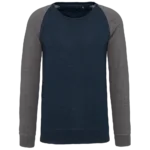 Sweat-shirt French Terry Bio bicolore col rond manches raglan homme
